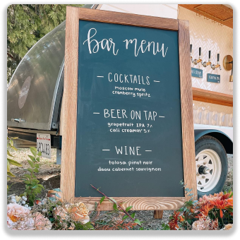 Bar menu chalkboard with cocktails and wine